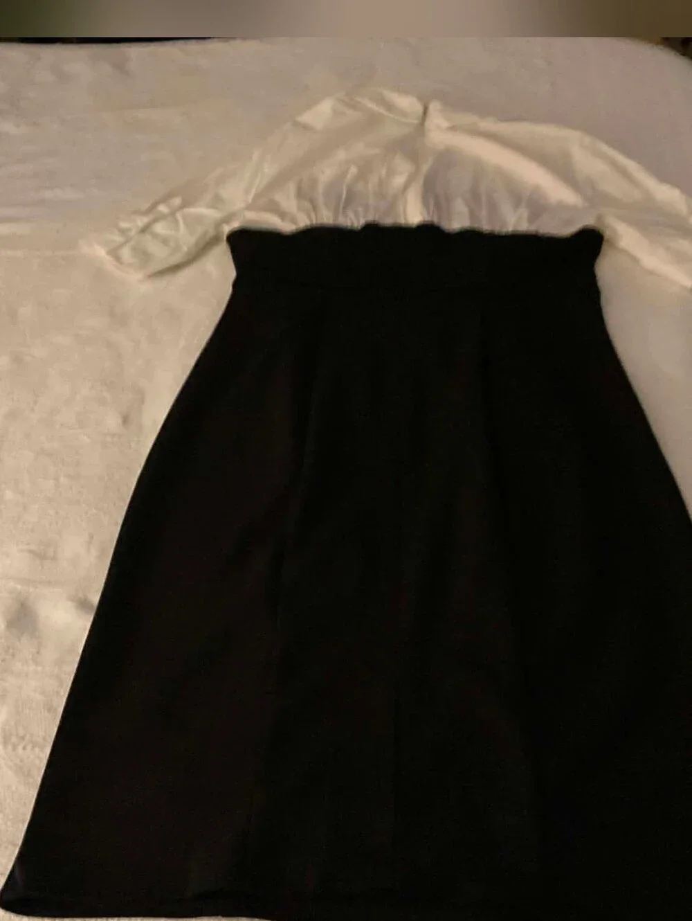 Black and White Shirt Collar Sheath Dress